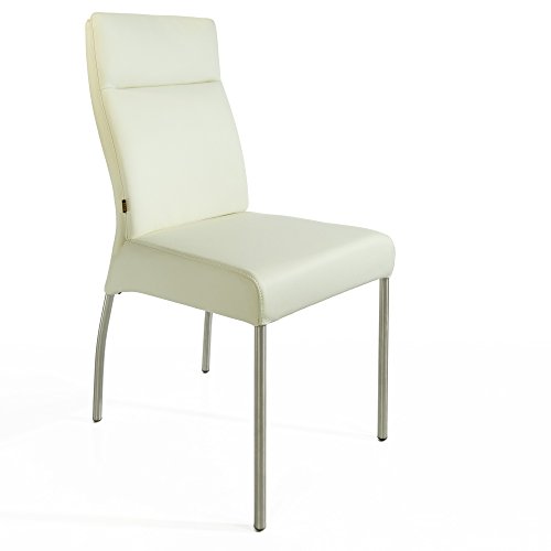 Lederstuhl Stuhl Gatto Rindsleder | Besucherstuhl Leder Stuhl Stühle Weiss Eierschale von SIX
