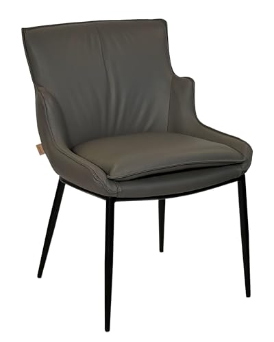 SIX Komfortabler Lusso Echtleder Stuhl - Hochwertiges Rindsleder, belastbar bis 150 kg, ergonomisch, stabil, ideal für Esszimmer, Büro, Konferenzraum - in Grau SIX Komfortabler Lusso Echtleder Stuhl - Hochwertiges Rindsleder, belastbar bis 150 kg, ergonomisch, stabil, ideal für Esszimmer, Büro, Konferenzraum - in Grau von SIX