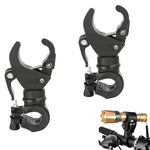 SIXHAOBU 2 Stück Fahrrad Taschenlampe Halterung,360 Grad Rotierenden Fahrradlicht Halterung,Mehrzweck-Krückenhalter,Universelle Lenker Clip für Mountainbike und Rollstühle Feste Taschenlampen SIXHAOBU 2 Stück Fahrrad Taschenlampe Halterung,360 Grad Rotierenden Fahrradlicht Halterung,Mehrzweck-Krückenhalter,Universelle Lenker Clip für Mountainbike und Rollstühle Feste Taschenlampen von SIXHAOBU