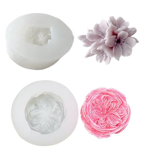 SIXHAOBU 2pcs 3D Blume Silikon Seife Form Blumen Duftkerzen Silikonformen Kerzenformen Zum Gießen Kerzen Selber Machen Set Kerzen Formen Silikon für handgefertigte Kuchendekoration, Schokolade von SIXHAOBU