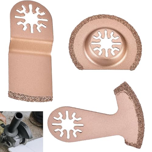 SIXHAOBU 3 Stück Multitool Sägeblätter Kit Hartmetall Zubehör oszillierende sägeblätter beton multimaster zubehör stein oszillierende sägeblätter stein für Bodenbelag Fliesenmörtel Mörtel von SIXHAOBU