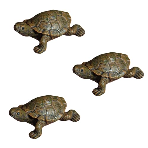 SIXHAOBU 3 Stück Schildkröte Deko,Schildkrötenfigur Simulation,Harzschildkröte,Harz Schildkröten Statue-Simulation,Schildkrötenornament für Kleine Gärten, Landschaften und Balkondekorationen von SIXHAOBU