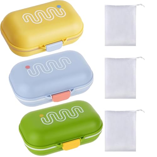 SIXHAOBU 3pcs Seifenbox Reise Set Ausgespreichtes Seifen Gehäuse Mit Deckel und 3 Seifen Sack Badezimmers Für Bar Seife Reisetasche Seifenbox Seifen Behälter Für Badezimmer von SIXHAOBU