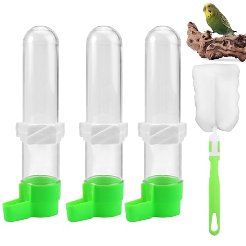 SIXHAOBU 3pcs Vögel Feeder Drinker für Käfig Automatischer Vogelwasserspender Hängende Vogeltränke Futterspender Vogel Wasserspender mit Reinigungsbürste für Ziervogel Papagei Taube von SIXHAOBU