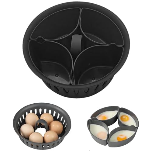 SIXHAOBU Einsatz zum Eierkochen, Eierkocher Halter,Eierkocher 4 Eier Egg Boiler,2-in-1-Eierkocher kombiniert für Garkorb Eierkocher Eierhalter für Thermomix TM5/TM6. von SIXHAOBU