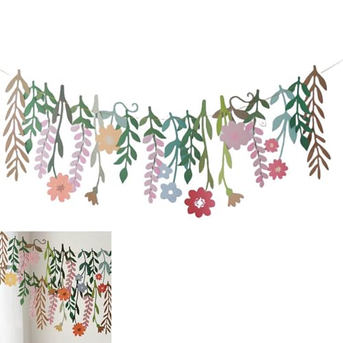 SIXHAOBU Wildblume Deko Banner 3M, Papier Blumenblatt Banner,Farbenfrohes Doppelseitiges Wildblumen Banner, Blumengirlande Deko für Hochzeit, Gartenparty, Babyparty, Frühling-Sommerdeko von SIXHAOBU