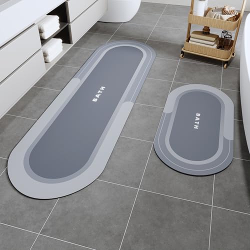 SIXHOME 43 * 70+43 * 150 cm Blau Extra Saugfähige Badematte Schnell trocknend rutschfest & vielseitig einsetzbar Genießen Sie angenehme Trockenheit nach dem Duschen und Baden von SIXHOME