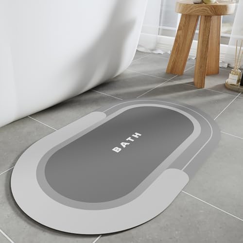 SIXHOME 50 * 80cm Grau Extra Saugfähige Badematte Schnell trocknend rutschfest & vielseitig einsetzbar Genießen Sie angenehme Trockenheit nach dem Duschen und Baden von SIXHOME