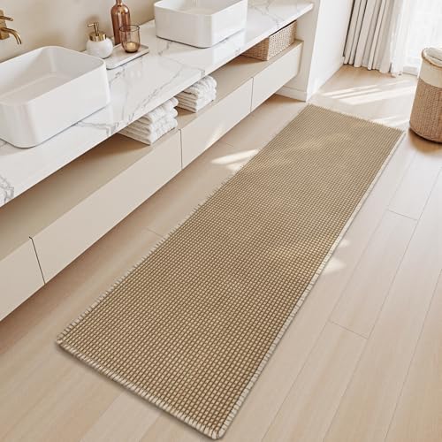 SIXHOME 60 * 180cm Braun-Weiß Badematte Super Absorbierende Waffle mit Quasten Badteppich Badematte rutschfest Maschinenwaschbare Badematte für Badezimmer SIXHOME 60 * 180cm Braun-Weiß Badematte Super Absorbierende Waffle mit Quasten Badteppich Badematte rutschfest Maschinenwaschbare Badematte für Badezimmer von SIXHOME