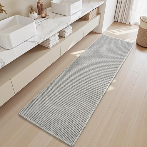 SIXHOME 60 * 180cm Grau-Weiß Badematte Super Absorbierende Waffle mit Quasten Badteppich Badematte rutschfest Maschinenwaschbare Badematte für Badezimmer SIXHOME 60 * 180cm Grau-Weiß Badematte Super Absorbierende Waffle mit Quasten Badteppich Badematte rutschfest Maschinenwaschbare Badematte für Badezimmer von SIXHOME
