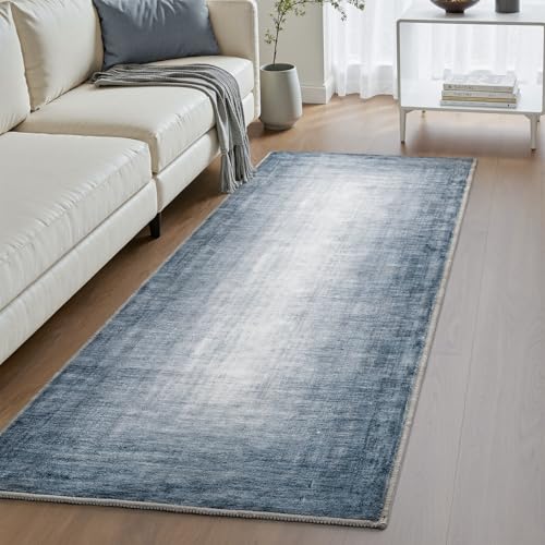 SIXHOME Abstrakte Teppich Läufer 80 * 150cm, Waschbare Teppich für Flur, Küchenteppich rutschfest mit Dauerhafter Randeinfassung, Weich Teppichläufer Minimalistischer, Blau von SIXHOME