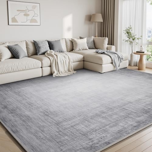 SIXHOME Abstrakte Teppich Wohnzimmer 90 * 150cm, Waschbare Teppich Schlafzimmer mit Rutschfester Unterlage und Dauerhafter Randeinfassung, Weich Carpet Minimalistischer, Grau von SIXHOME