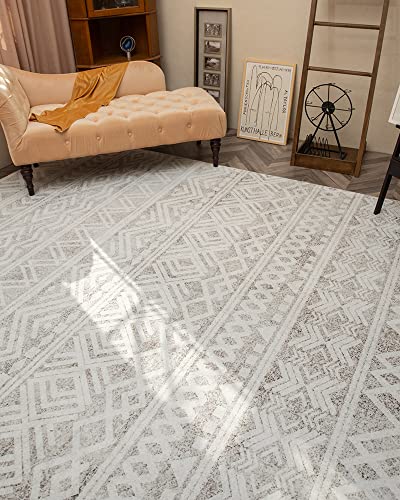 SIXHOME Grau 240 * 300cm Teppiche für das Wohnzimmer Neutraler Boho-Teppich Waschbar Rutschfester Moderner Geometrischer Teppich für Schlafzimmer Esszimmer Spielzimmer SIXHOME Grau 240 * 300cm Teppiche für das Wohnzimmer Neutraler Boho-Teppich Waschbar Rutschfester Moderner Geometrischer Teppich für Schlafzimmer Esszimmer Spielzimmer von SIXHOME