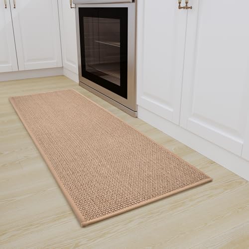 SIXHOME 40 * 120 Küchenteppich Waschbar rutschfest Sisaloptik Gewebte Küchenläufer rutschfest Saugfähig Teppich Läufer Beige von SIXHOME