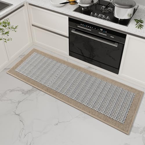 SIXHOME 40 * 120 Küchenteppich Waschbar Sisaloptik Gewebte Teppich Küche rutschfest Saugfähig Teppich Läufer Braun von SIXHOME