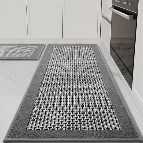 SIXHOME 40 * 60+40 * 120cm Küchenteppich Waschbar Sisaloptik Gewebte Teppich Küche rutschfest Saugfähig Teppich Läufer Grau von SIXHOME