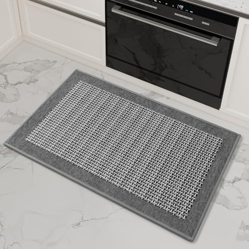 SIXHOME 40 * 60 Küchenteppich Waschbar Sisaloptik Gewebte Teppich Küche rutschfest Saugfähig Teppich Läufer Grau von SIXHOME