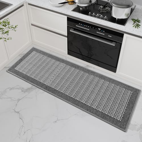 SIXHOME 50 * 80 Küchenteppich Waschbar Sisaloptik Gewebte Teppich Küche rutschfest Saugfähig Teppich Läufer Grau von SIXHOME