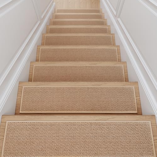 SIXHOME Treppenstufen Matten Antirutschmatte Anti-Rutsch Treppenmatten Stufenmatten Innen Treppenteppich mit Gummirücken für Treppen 15 Stück 76x20cm von SIXHOME