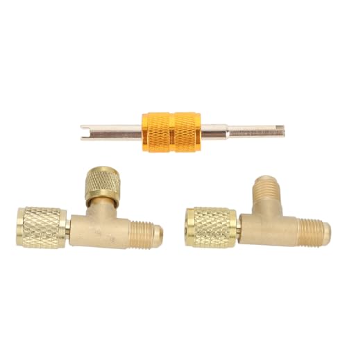 1/4-Zoll-Ventile Kern Messing T-Adapter Schnellkupplung Zugang T-Stücke Vakuummeter R22 R12 R134 Kältemittel Messing Klimaanlage Leitung Reparaturwerkzeug von SIXRUN