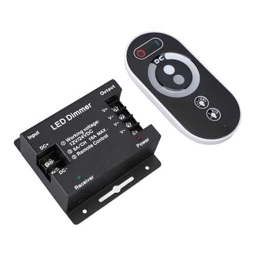 18A PWM LED-Lichtleisten-Dimmer, Dimmerschalter DC 12V-24V 18A PWM LED-Lichtleisten-Dimmer mit RF-Fernbedienung Helligkeit Einstellen Dimmer-Lichtschalter von SIXRUN