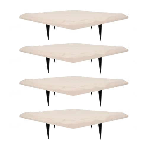 4 Stück Trittstein Gartenplatte Wetterfester Stepping Stones mit Ground Stakes Naturstein Trittplatte für Wege oder Gehwege (Beige) von SIXRUN