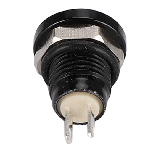 Auto-Druckknopfschalter, 1A 24 V 8 Mm Mini Wasserdichter Auto-Momentan-Druckknopf-Netzschalter aus Zink-Aluminium-Legierung, Hupen-Druckknopf (BLACK) von SIXRUN