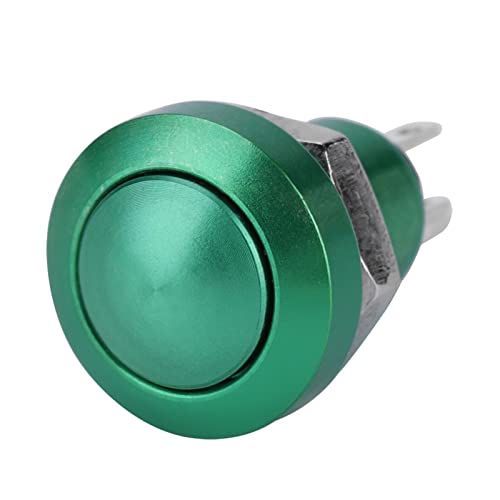 Auto-Druckknopfschalter, 1A 24 V 8 Mm Mini Wasserdichter Auto-Momentan-Druckknopf-Netzschalter aus Zink-Aluminium-Legierung, Hupen-Druckknopf (GREEN) von SIXRUN
