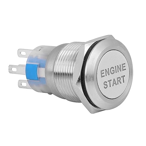 Motorstartknopf 12V, Wasserdichter Auto-Momentan-Motorstartknopfschalter Zündstarter, Motorstartknopf (Gehäuse aus silbernem Edelstahl) von SIXRUN