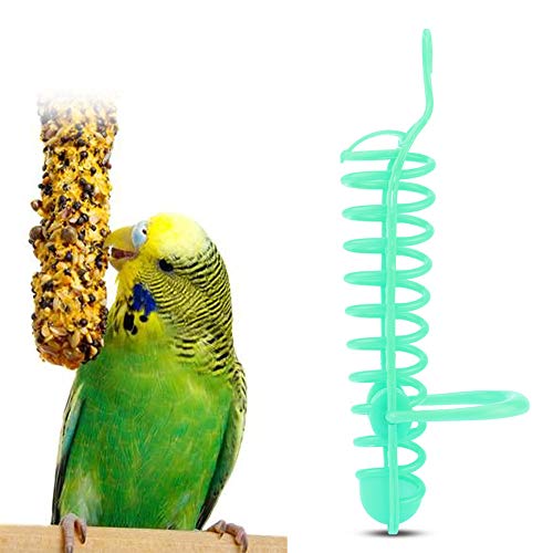 Papageien-Futterkorb, Kunststoff, für Lebensmittel, Obst, Futter, Barsch, Ständer, Halter, Haustier-Vogelbedarf, Grün, Blau, 25 cm, 1,5 Unzen (Green) von SIXRUN