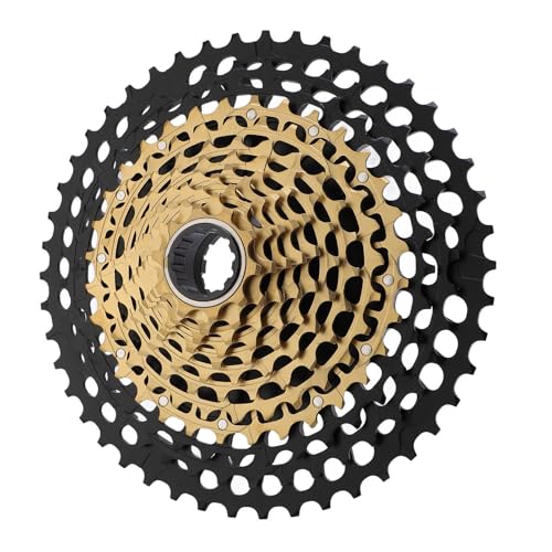 SIXRUN 12 Geschwindigkeit Leichtes Mountainbike -Kassetten Hohl Aluminiumlegierung Stahl Freilauf für Kletterbegeisterte (schwarzes Gold) von SIXRUN