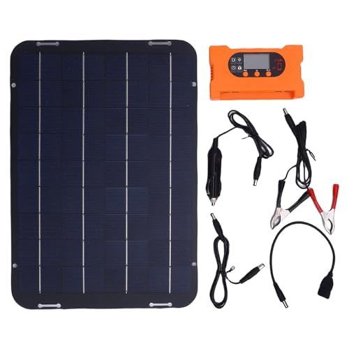 SIXRUN 12W 18V Solarpanel-Set IP65 Wasserdicht Solarpanel Batterieladegerät mit Controller für Camping, Wohnwagen, Gewächshäuser von SIXRUN