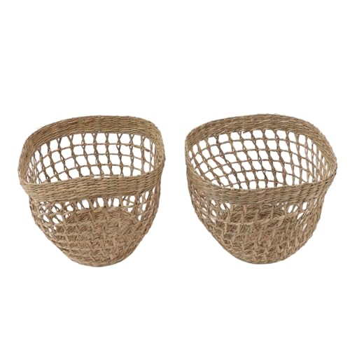 SIXRUN 2pcs Gewebte Lagerkorb, Handgewebte Seegrasblumenpflanze Dekorative Korb, Einzigartige Textur und Handwerkskunst, Primitive Ästhetik, 22 Cm Durchmesser von SIXRUN