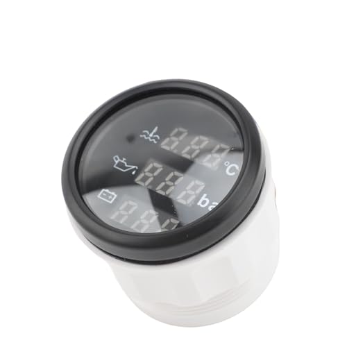 SIXRUN 3 in 1 Instrumentensensor -Kit, Motorkühlmitteltemperatur Öldruckmesser 12 -V -Volt -Messgerät für Autoboot 52 Mm Digitaler Safer Alarm (Schwarzes Zifferblatt, schwarze Abdeckung) von SIXRUN