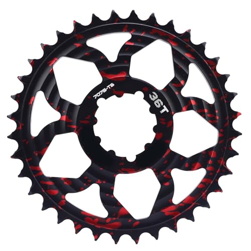 SIXRUN 36T Positive Negative Zahnkette Hochfestigkeit Aluminiumlegierung Verbesserte Stabilität für GXP -Radsport -Enthusiasten (Red Black Camo) von SIXRUN
