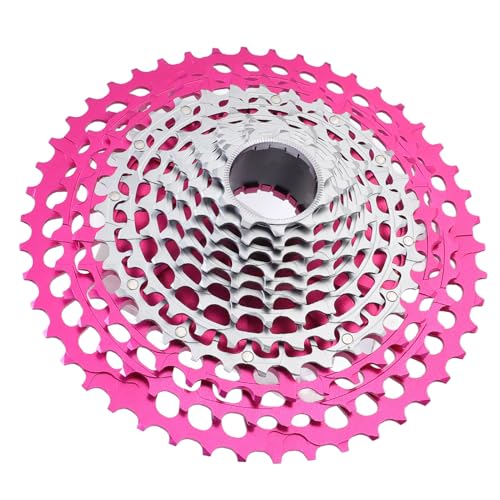 SIXRUN Buntes 12-Speed-Mountainbike-Kassetten Ultra Light 11-46T Hollow Design für SXNXGXXX1 Eagle Glattes Schaltwechsel Aluminiumlegierstahl für Kletterer (Rose rot Silber) von SIXRUN