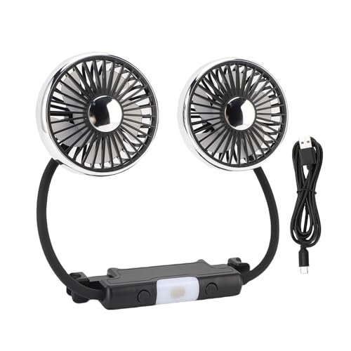 SIXRUN Doppelauto -Kühlfans, USB -Autofan Leistungsstarke 3 -Geschwindigkeit. 360 -Grad -Rotatable DC 5V -Autositz -Kopfstützenventilator, Windgeschwindigkeit: 3 Pegel, Installation: von SIXRUN