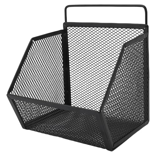 SIXRUN Drahtkorb Starker Klebstoff Metall Speicher für Küchenschlafzimmer, 13,2 X 10 X 15 cm Hängende Drahtkorb für Kleine Gegenstände (Black) von SIXRUN