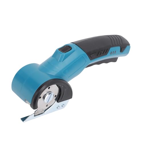 SIXRUN Elektrische Schere Schnurloser Kartonschneider Leistungsstarker Rotierter Schneider Niedriges Geräusch Schnell mit LED Hell Blau, für Weiche Lederschnitte, Perle Baumwollschnitt von SIXRUN