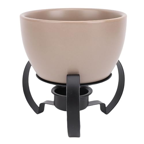 SIXRUN Keramik Käsefondue-Topf Europäischer Stil Keramischer mit Metallständer für Käse schmelzen Eiscreme Schokolade (GREY) von SIXRUN