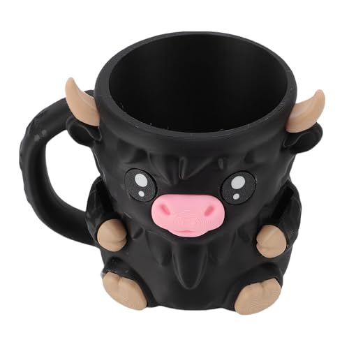SIXRUN Lecksicheres PLA Kuheiseis Pint Halter mit Löffelschlitz für Zuhause, Cartoon -Bier -Dose -Cup -Isolierbehälter, Robust (BLACK) von SIXRUN