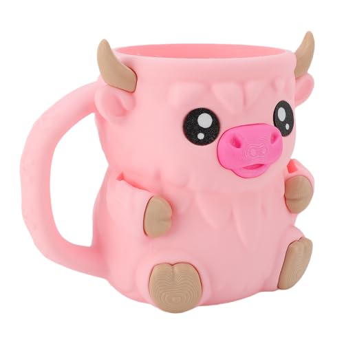 SIXRUN Lecksicheres PLA Kuheiseis Pint Halter mit Löffelschlitz für Zuhause, Cartoon -Bier -Dose -Cup -Isolierbehälter, Robust (PINK) von SIXRUN