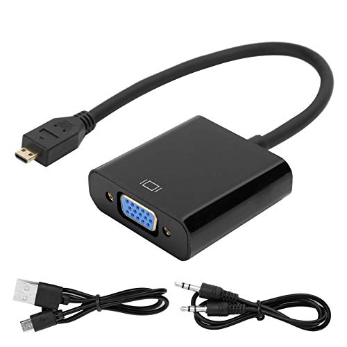 SIXRUN Micro zu VGA Adapter auf VGA Konverter für 4B mit Stromversorgung 1080P HDCP goldbeschichtet plug and play (Micro zu VGA) von SIXRUN