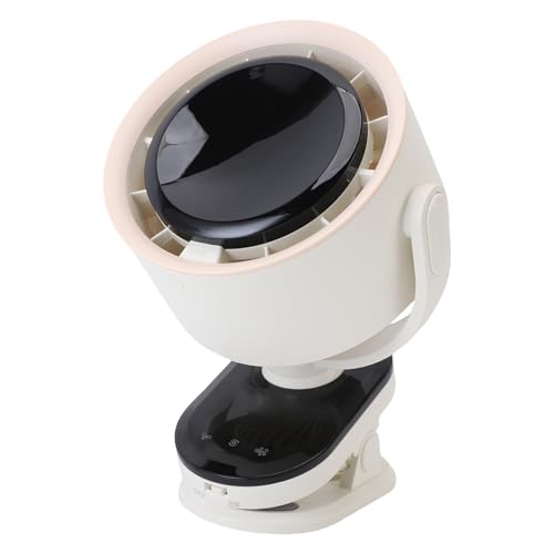 SIXRUN Mini Klemmventilator, 360° Rotation, LED Display, USB wiederaufladbare Tischventilator für Zuhause Büro Camping von SIXRUN