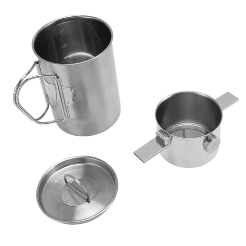 SIXRUN Pour-Over-Kaffeebereiter-Set, Edelstahl, Pour-Over-Kaffeemaschine, Becher mit Filterdeckel und Glas für Reisen, Camping, Pour-Over-Kaffeemaschine von SIXRUN