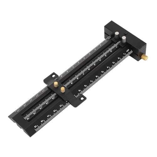 SIXRUN Quadratische Aluminiumlegierungsregel mit Doppelnadel für die Zeichnung der Holzarbeitslinie, Teleskopmarkierung des Knopftyps, Klare Leitern, für Handwerker und Anfänger (BLACK) von SIXRUN