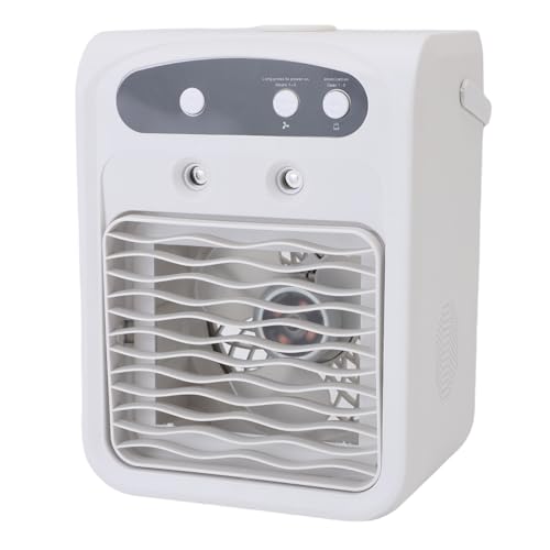SIXRUN Schreibtischluftkühler Wiederaufladbarer Leiser Desktop Luftkühler mit 1000ml Wassertank für Schlafzimmer und Büro (WHITE) von SIXRUN