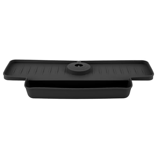 SIXRUN Silikon -Wasserhahnhalter Trocknungsmatte, Griff -Tropffänger -Tablett, Faltbare Aufbewahrungsspüle und Badezimmerwaschbeerer Organisator (BLACK) von SIXRUN