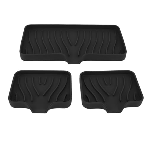 SIXRUN Sink Tablett, Schwammhalter, Selbstentrainierende Silikon -Spüle -Tablett, Leicht zu Waschenes Seifenschale, Breite Anwendungen, Geeignet für Jede Arbeitsplatte Geeignet (BLACK) von SIXRUN