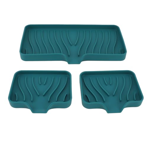 SIXRUN Sink Tablett, Schwammhalter, Selbstentrainierende Silikon -Spüle -Tablett, Leicht zu Waschenes Seifenschale, Breite Anwendungen, Geeignet für Jede Arbeitsplatte Geeignet (GREEN) von SIXRUN